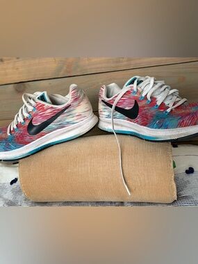 Nike Women’s White Sneakers with Pink and Blue Accents